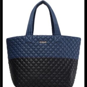 MZ Wallace Quilted Tote in Navy and Black